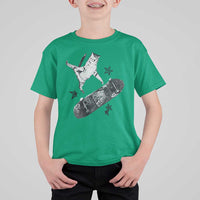Skateboard Cat Y2K T Shirt For Kid Rockstar Gf Aesthetic Cat Retro Grunge Skater - Wonder Print Shop