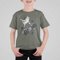 Skateboard Cat Y2K T Shirt For Kid Rockstar Gf Aesthetic Cat Retro Grunge Skater - Wonder Print Shop