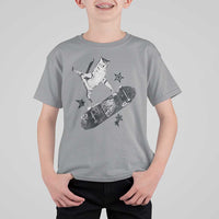 Skateboard Cat Y2K T Shirt For Kid Rockstar Gf Aesthetic Cat Retro Grunge Skater - Wonder Print Shop