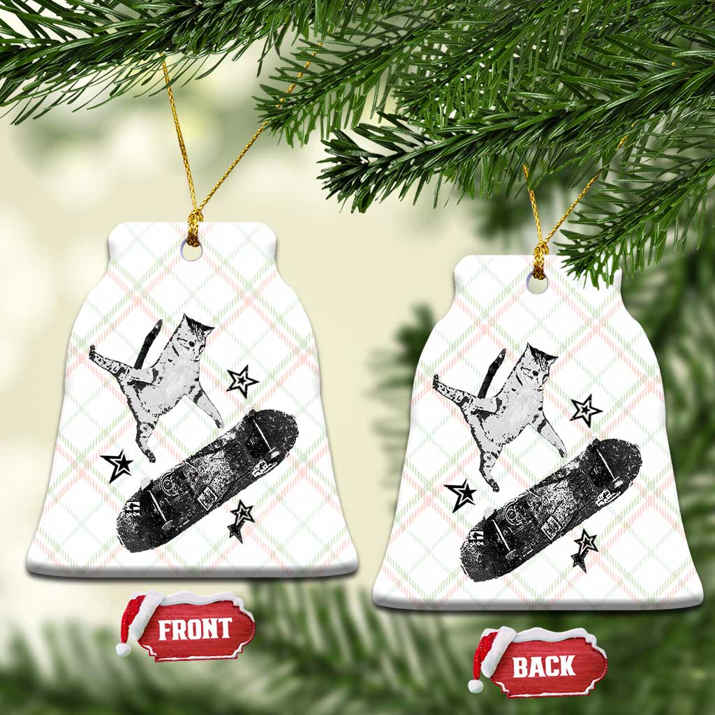 Skateboard Cat Y2K Ceramic Ornament Rockstar Gf Aesthetic Cat Retro Grunge Skater - Wonder Print Shop