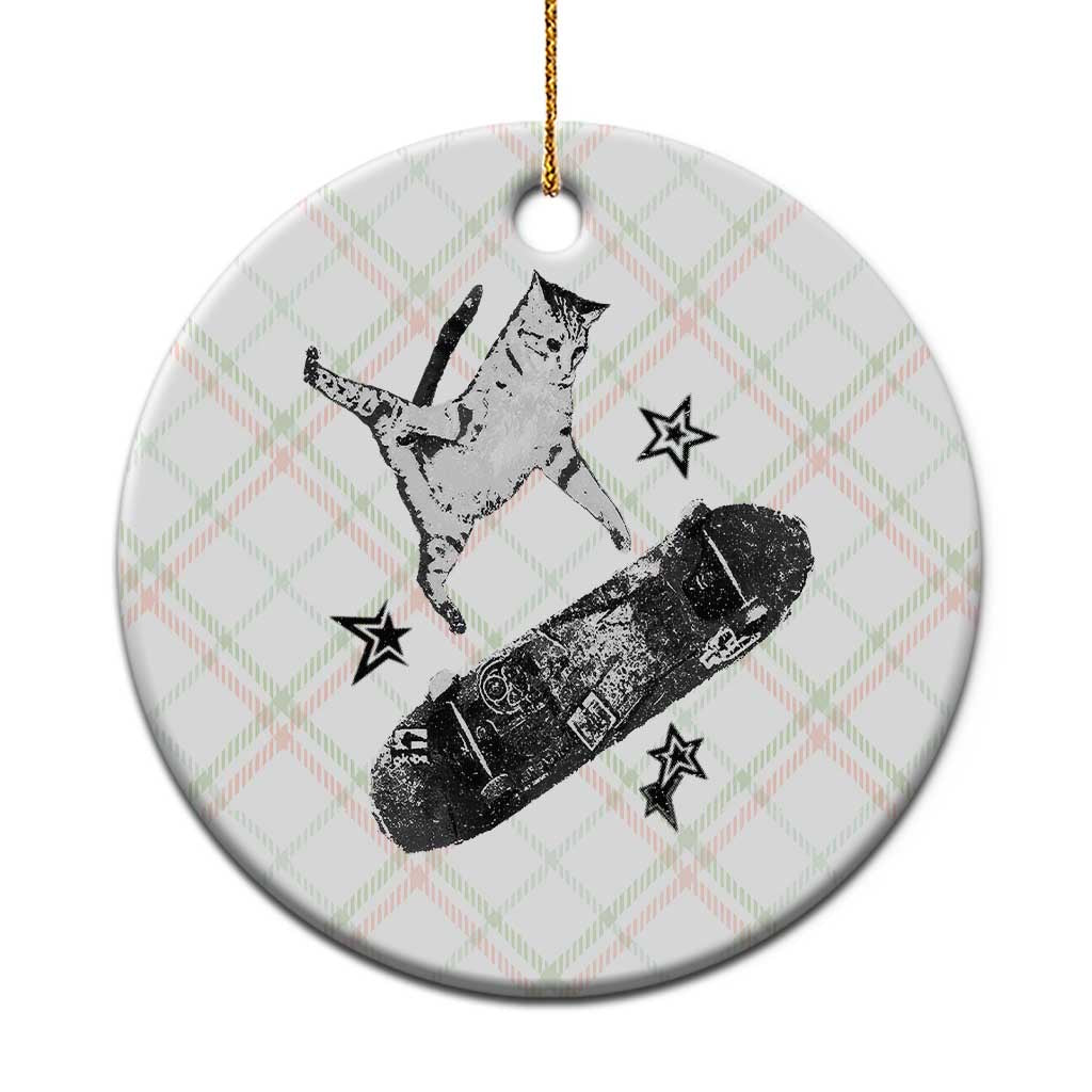 Skateboard Cat Y2K Ceramic Ornament Rockstar Gf Aesthetic Cat Retro Grunge Skater - Wonder Print Shop