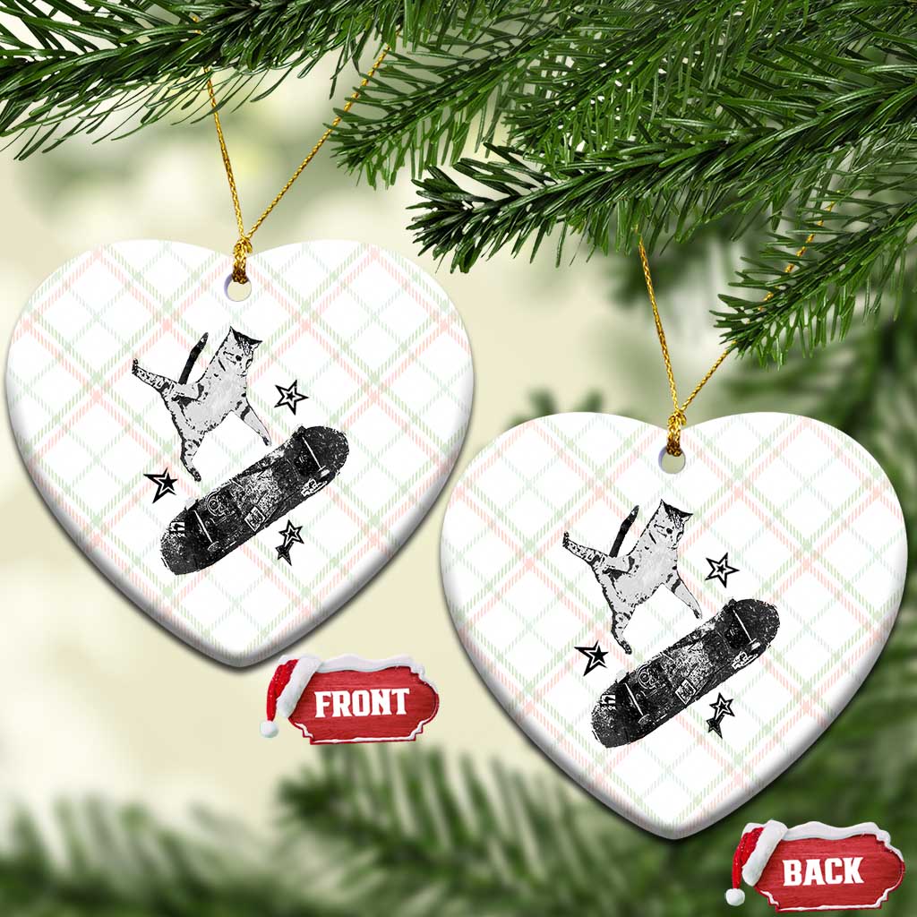 Skateboard Cat Y2K Ceramic Ornament Rockstar Gf Aesthetic Cat Retro Grunge Skater - Wonder Print Shop