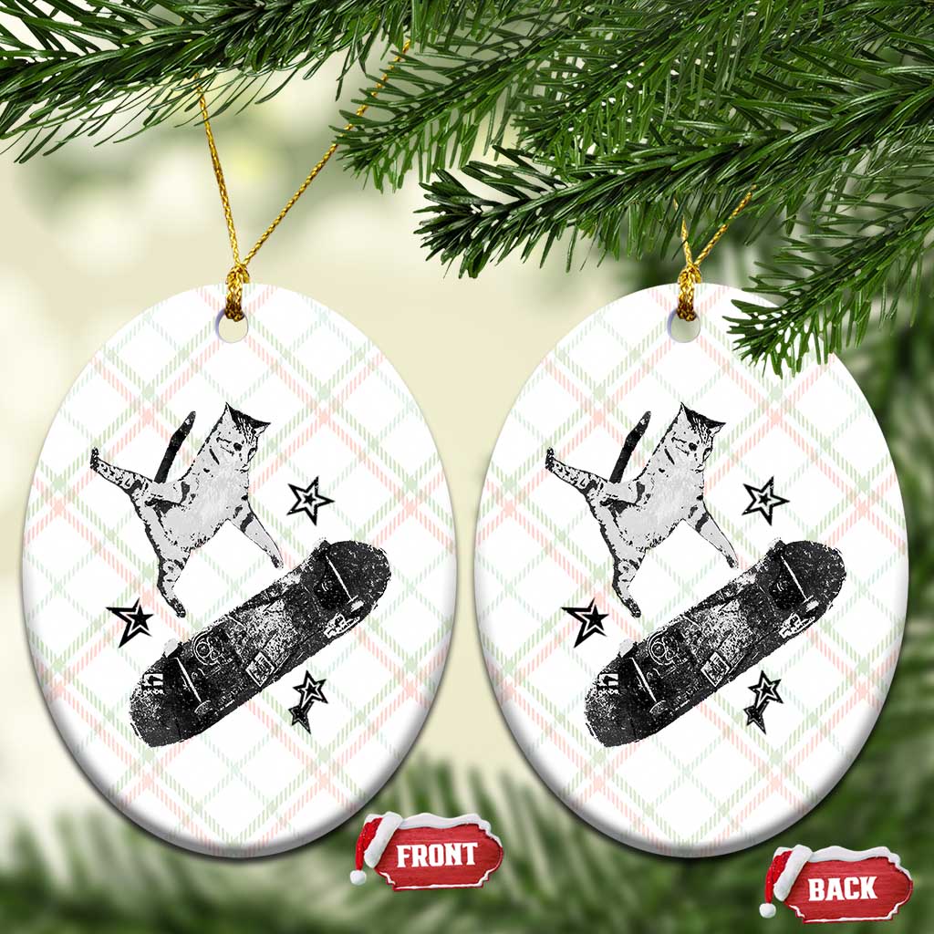 Skateboard Cat Y2K Ceramic Ornament Rockstar Gf Aesthetic Cat Retro Grunge Skater - Wonder Print Shop