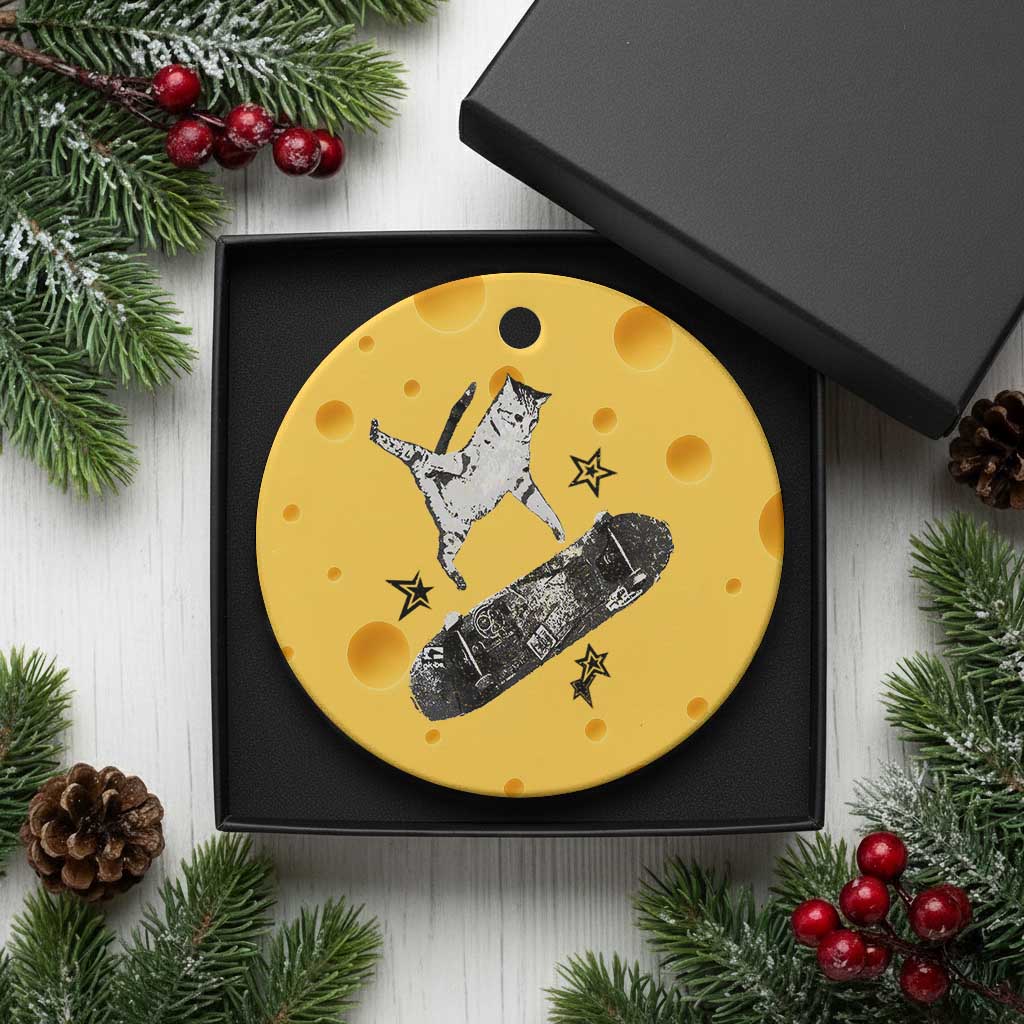 Skateboard Cat Y2K Ceramic Ornament Rockstar Gf Aesthetic Cat Retro Grunge Skater - Wonder Print Shop