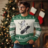 Skateboard Cat Y2K Ugly Christmas Sweater Rockstar Gf Aesthetic Cat Retro Grunge Skater - Wonder Print Shop