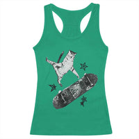 Skateboard Cat Y2K Racerback Tank Top Rockstar Gf Aesthetic Cat Retro Grunge Skater - Wonder Print Shop
