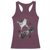 Skateboard Cat Y2K Racerback Tank Top Rockstar Gf Aesthetic Cat Retro Grunge Skater - Wonder Print Shop