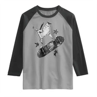 Skateboard Cat Y2K Raglan Shirt Rockstar Gf Aesthetic Cat Retro Grunge Skater - Wonder Print Shop