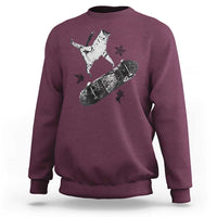 Skateboard Cat Y2K Sweatshirt Rockstar Gf Aesthetic Cat Retro Grunge Skater - Wonder Print Shop