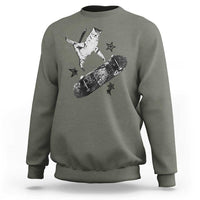Skateboard Cat Y2K Sweatshirt Rockstar Gf Aesthetic Cat Retro Grunge Skater - Wonder Print Shop