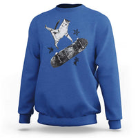 Skateboard Cat Y2K Sweatshirt Rockstar Gf Aesthetic Cat Retro Grunge Skater - Wonder Print Shop