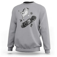 Skateboard Cat Y2K Sweatshirt Rockstar Gf Aesthetic Cat Retro Grunge Skater - Wonder Print Shop