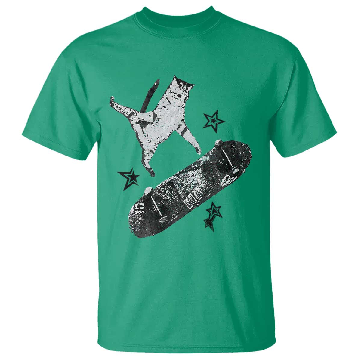 Skateboard Cat Y2K T Shirt Rockstar Gf Aesthetic Cat Retro Grunge Skater - Wonder Print Shop
