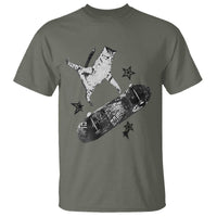 Skateboard Cat Y2K T Shirt Rockstar Gf Aesthetic Cat Retro Grunge Skater - Wonder Print Shop