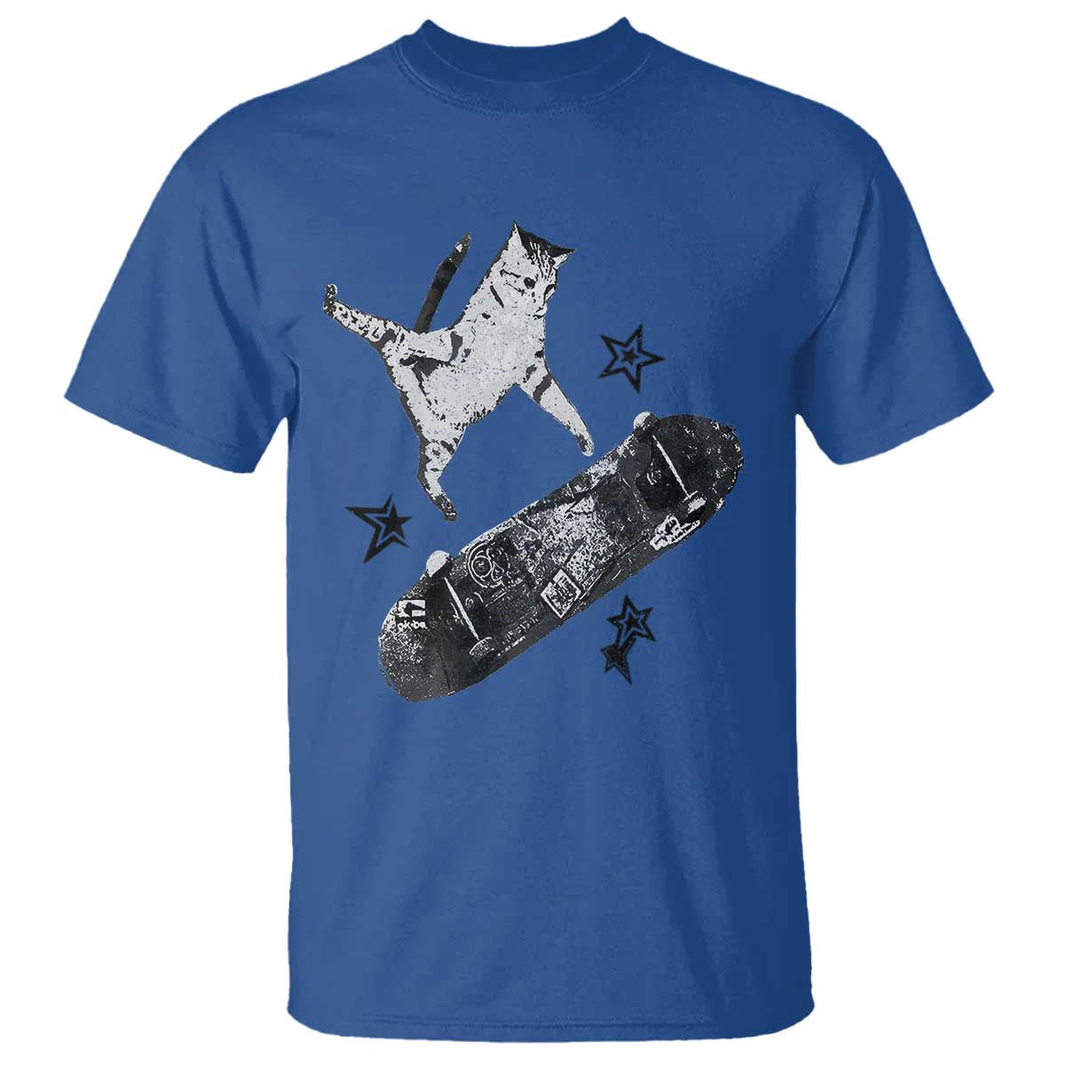 Skateboard Cat Y2K T Shirt Rockstar Gf Aesthetic Cat Retro Grunge Skater - Wonder Print Shop