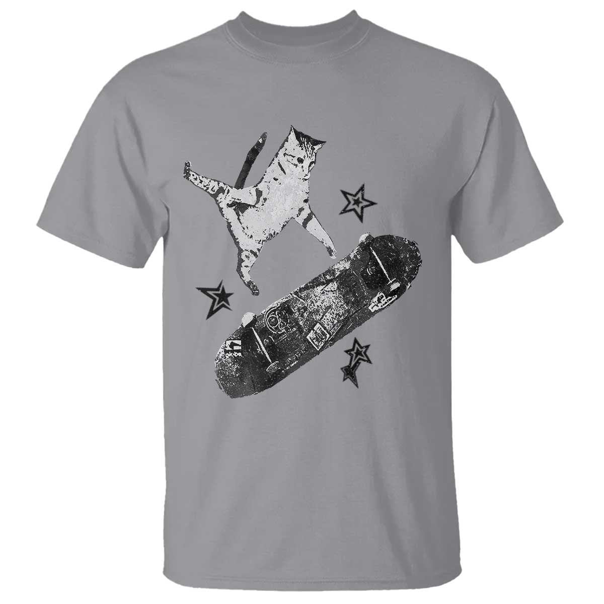 Skateboard Cat Y2K T Shirt Rockstar Gf Aesthetic Cat Retro Grunge Skater - Wonder Print Shop