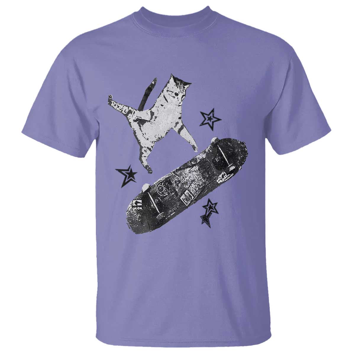 Skateboard Cat Y2K T Shirt Rockstar Gf Aesthetic Cat Retro Grunge Skater - Wonder Print Shop