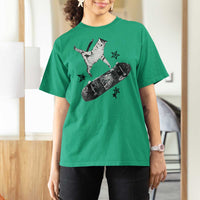 Skateboard Cat Y2K T Shirt For Women Rockstar Gf Aesthetic Cat Retro Grunge Skater - Wonder Print Shop