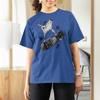Skateboard Cat Y2K T Shirt For Women Rockstar Gf Aesthetic Cat Retro Grunge Skater - Wonder Print Shop