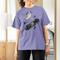 Skateboard Cat Y2K T Shirt For Women Rockstar Gf Aesthetic Cat Retro Grunge Skater - Wonder Print Shop