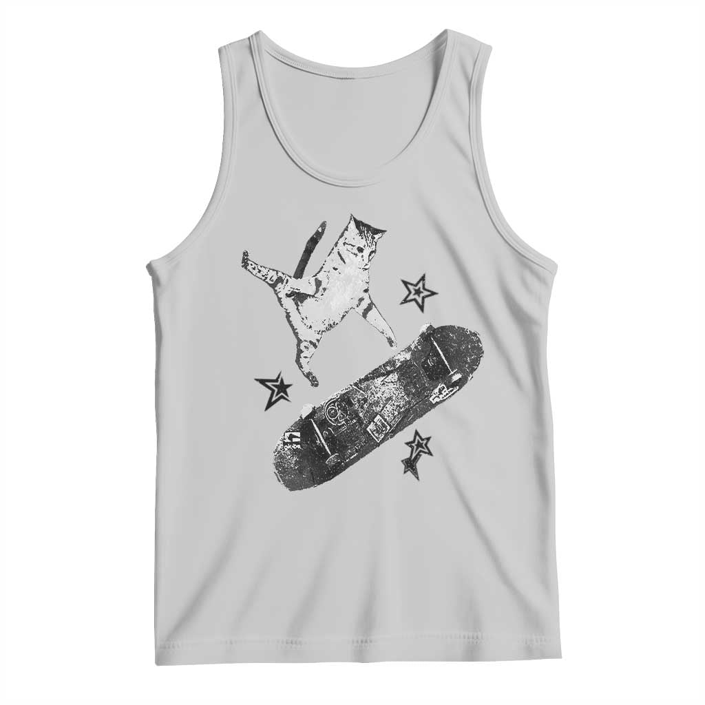 Skateboard Cat Y2K Tank Top Rockstar Gf Aesthetic Cat Retro Grunge Skater - Wonder Print Shop