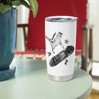 Skateboard Cat Y2K Tumbler Cup Rockstar Gf Aesthetic Cat Retro Grunge Skater - Wonder Print Shop