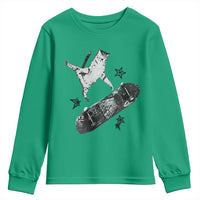 Skateboard Cat Y2K Youth Sweatshirt Rockstar Gf Aesthetic Cat Retro Grunge Skater - Wonder Print Shop