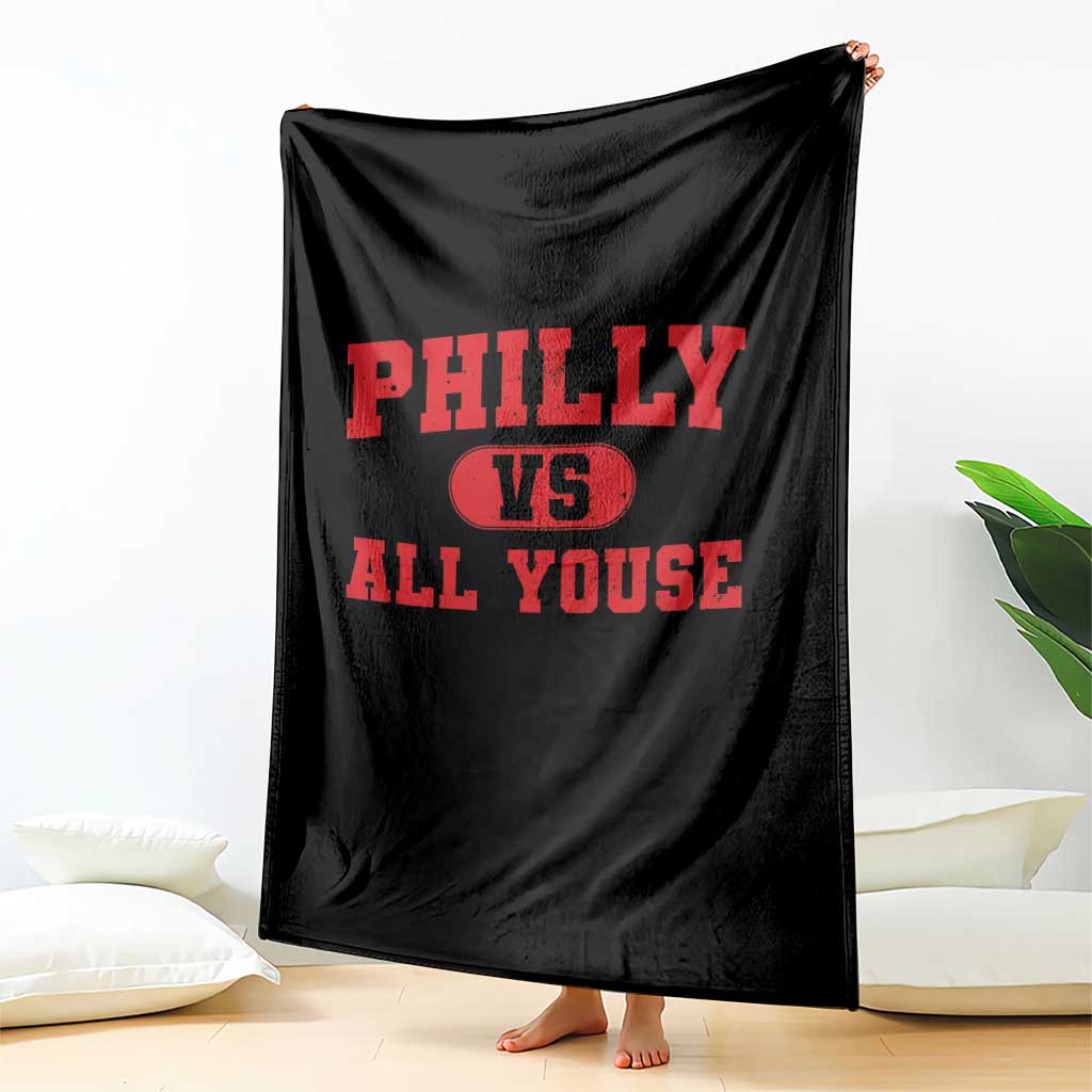 Philly Vs All Youse Throw Blanket Vintage Funny Philadelphia Slang Red