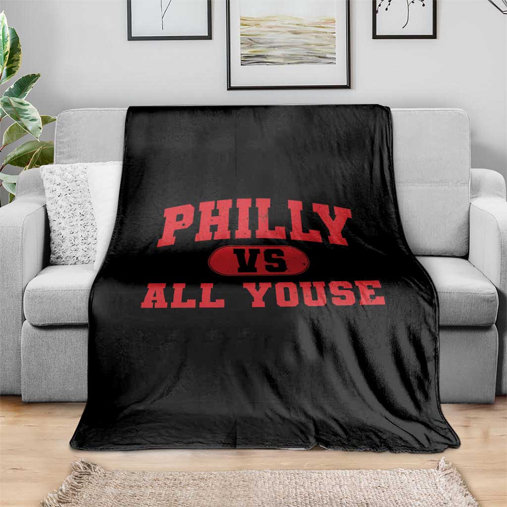 Philly Vs All Youse Throw Blanket Vintage Funny Philadelphia Slang Red