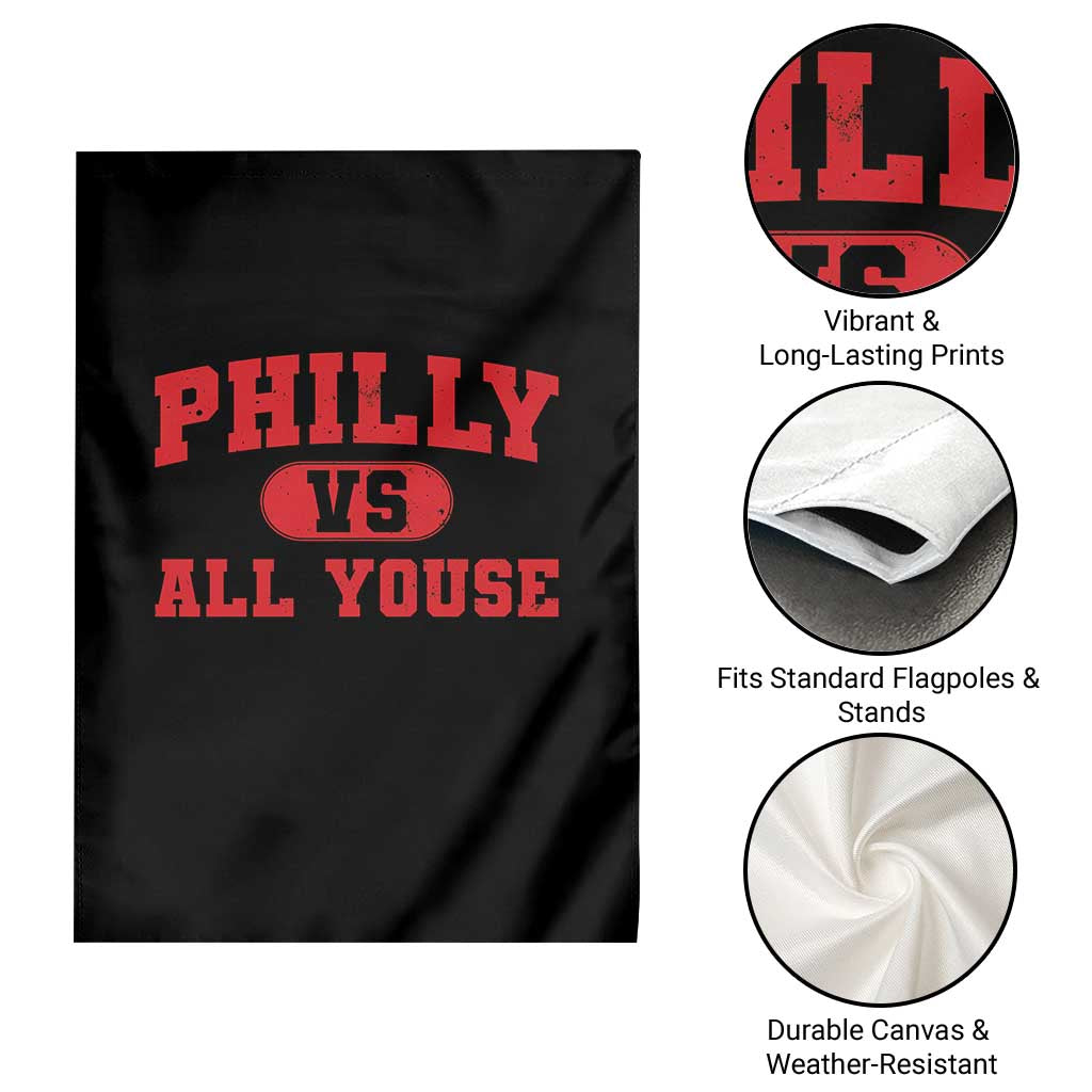 Philly Vs All Youse Garden Flag Vintage Funny Philadelphia Slang Red
