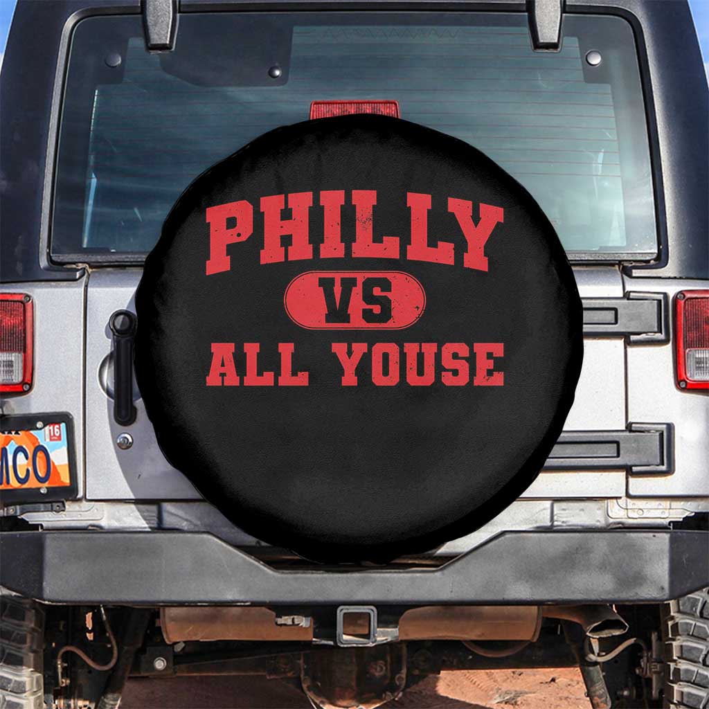 Philly Vs All Youse Spare Tire Cover Vintage Funny Philadelphia Slang Red