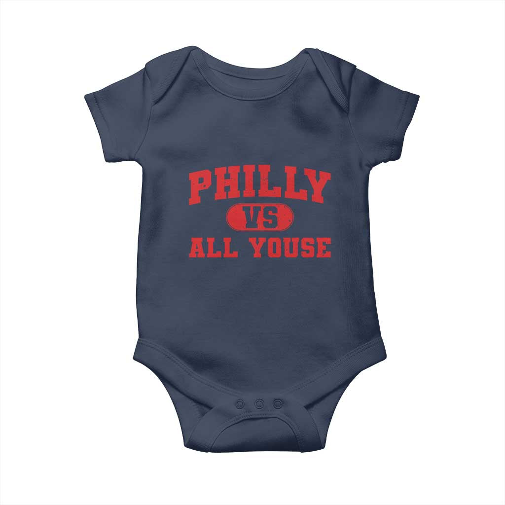 Philly Vs All Youse Baby Onesie Vintage Funny Philadelphia Slang Red