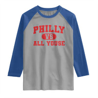 Philly Vs All Youse Raglan Shirt Vintage Funny Philadelphia Slang Red