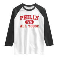 Philly Vs All Youse Raglan Shirt Vintage Funny Philadelphia Slang Red