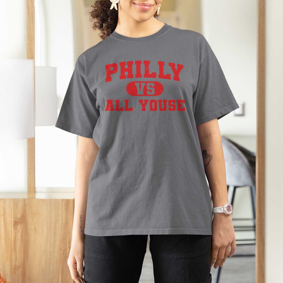 Philly Vs All Youse T Shirt For Women Vintage Funny Philadelphia Slang Red