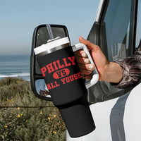 Philly Vs All Youse Tumbler With Handle Vintage Funny Philadelphia Slang Red