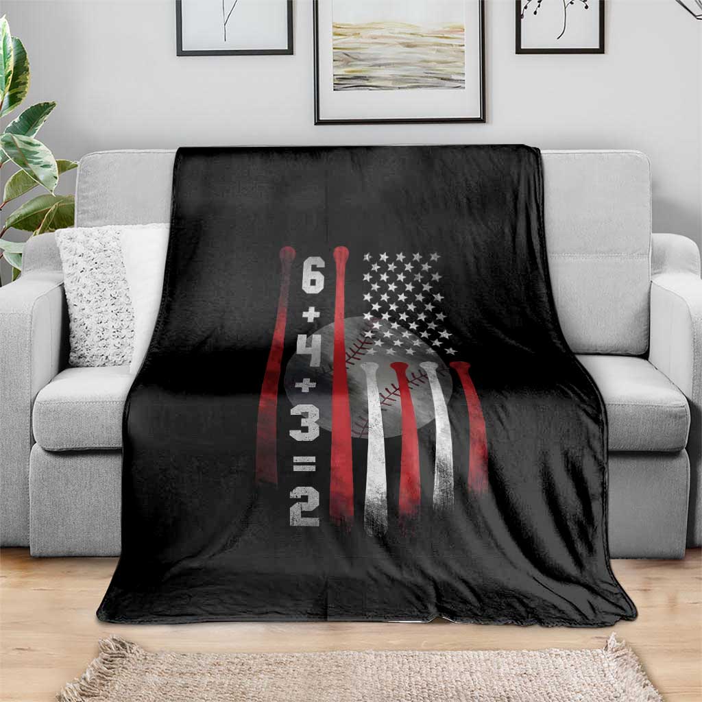 Double Play Throw Blanket 6 4 3 2 Vintage Baseball Math Softball Player American Flag