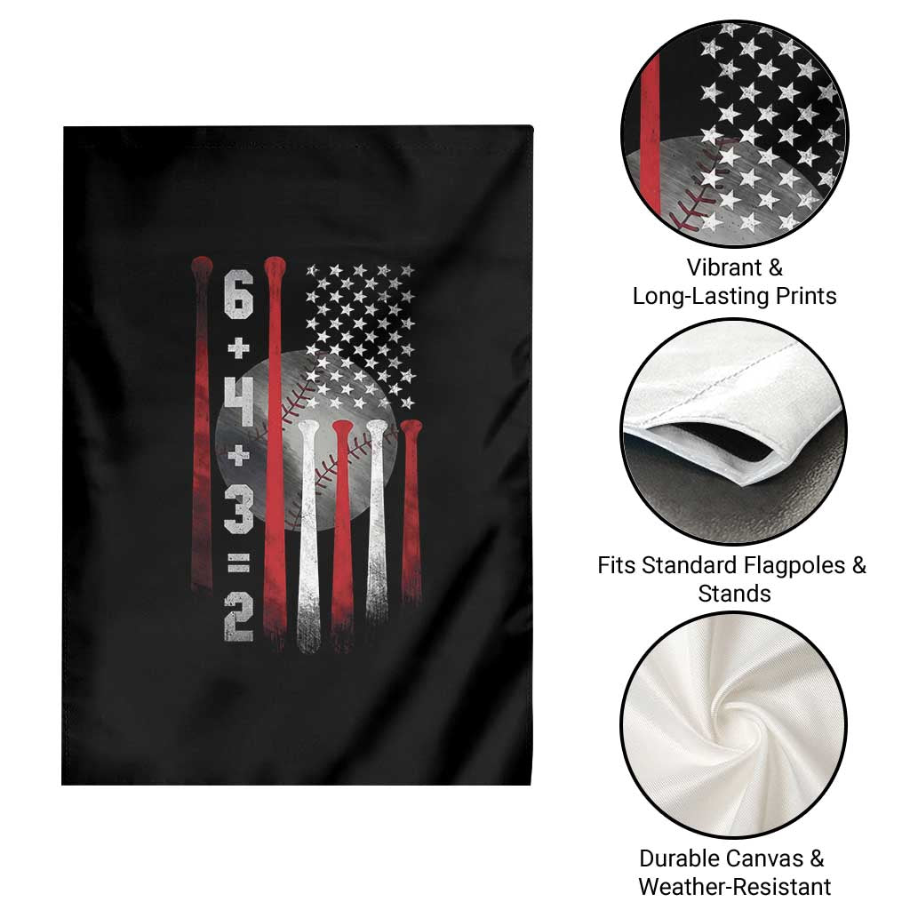 Double Play Garden Flag 6 4 3 2 Vintage Baseball Math Softball Player American Flag
