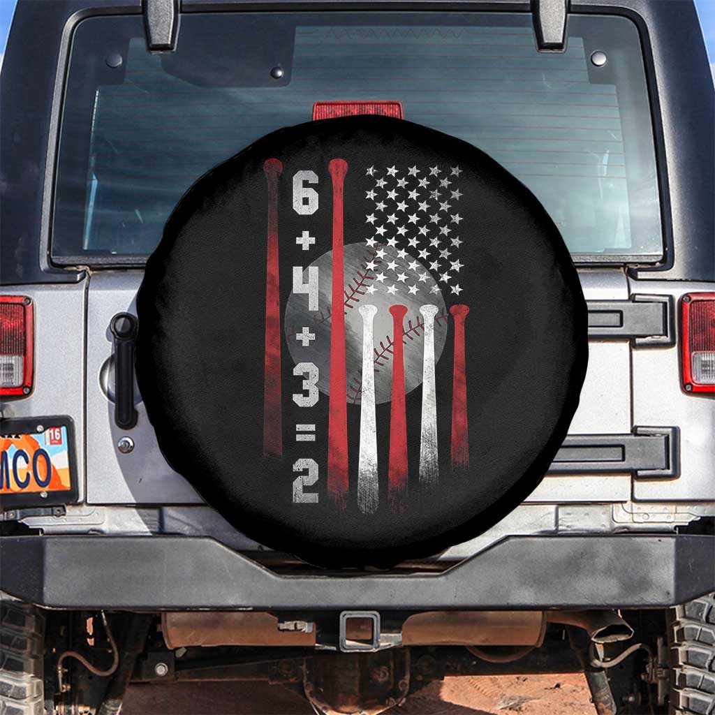 Double Play Spare Tire Cover 6 4 3 2 Vintage Baseball Math Softball Player American Flag