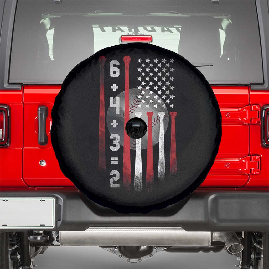 Double Play Spare Tire Cover 6 4 3 2 Vintage Baseball Math Softball Player American Flag