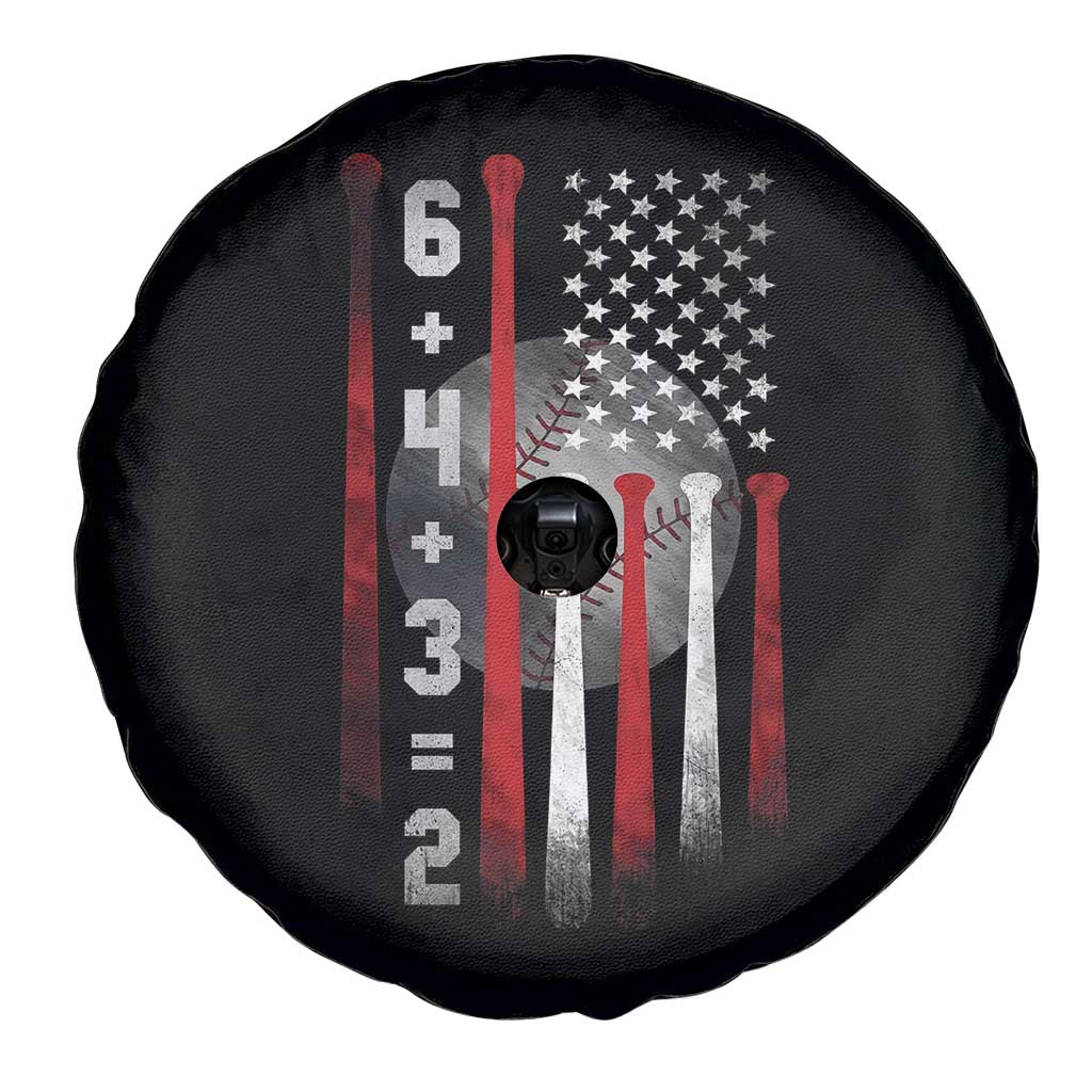Double Play Spare Tire Cover 6 4 3 2 Vintage Baseball Math Softball Player American Flag