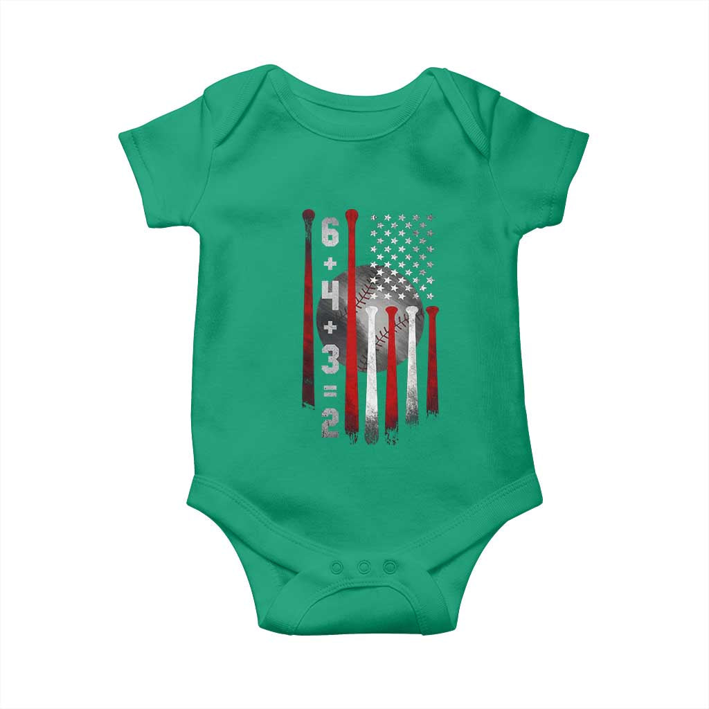 Double Play Baby Onesie 6 4 3 2 Vintage Baseball Math Softball Player American Flag
