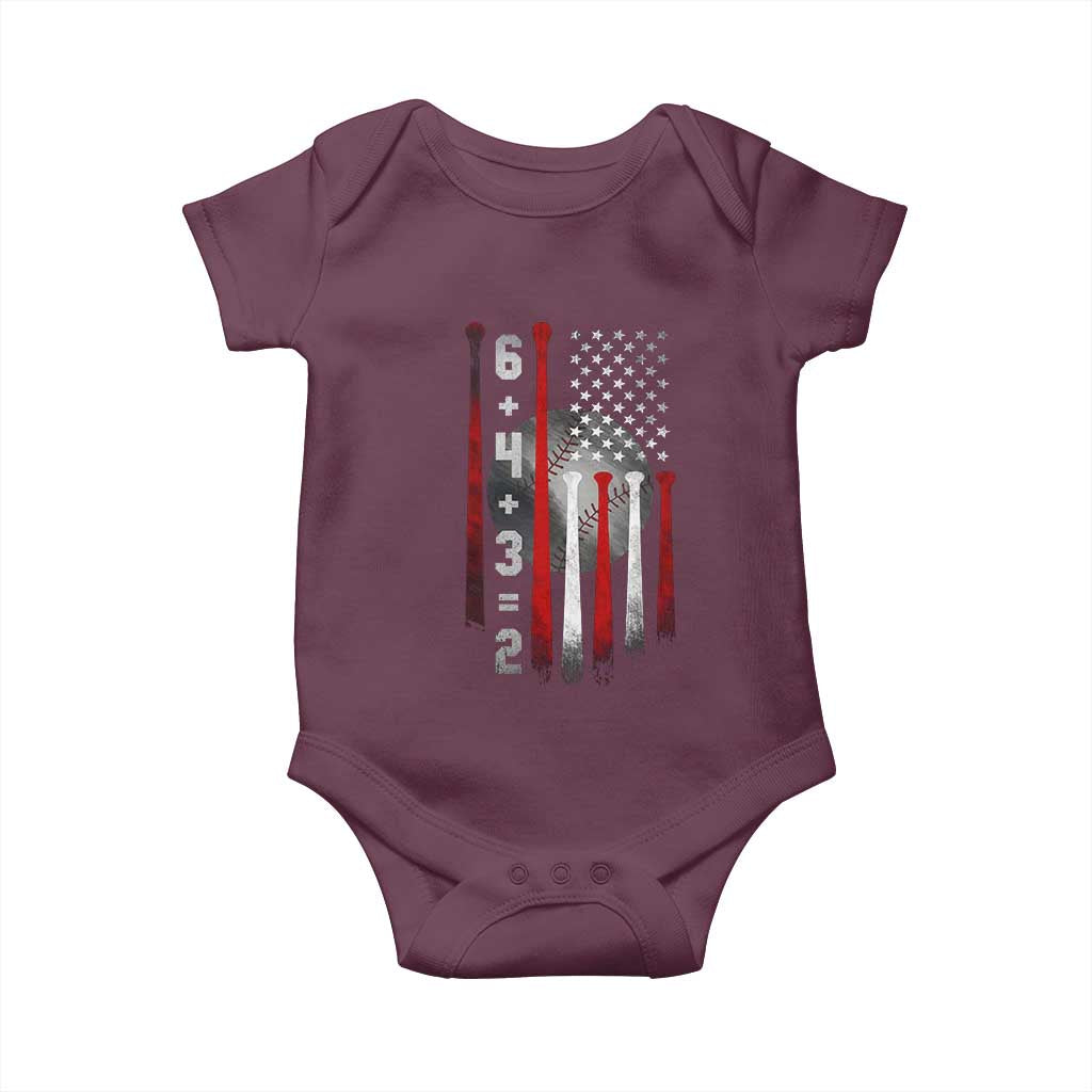 Double Play Baby Onesie 6 4 3 2 Vintage Baseball Math Softball Player American Flag