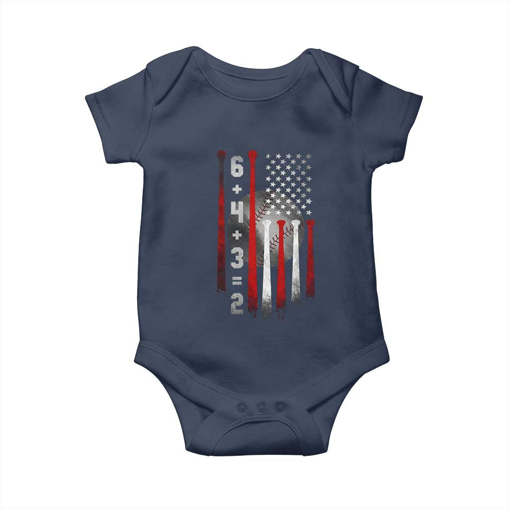 Double Play Baby Onesie 6 4 3 2 Vintage Baseball Math Softball Player American Flag