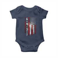 Double Play Baby Onesie 6 4 3 2 Vintage Baseball Math Softball Player American Flag