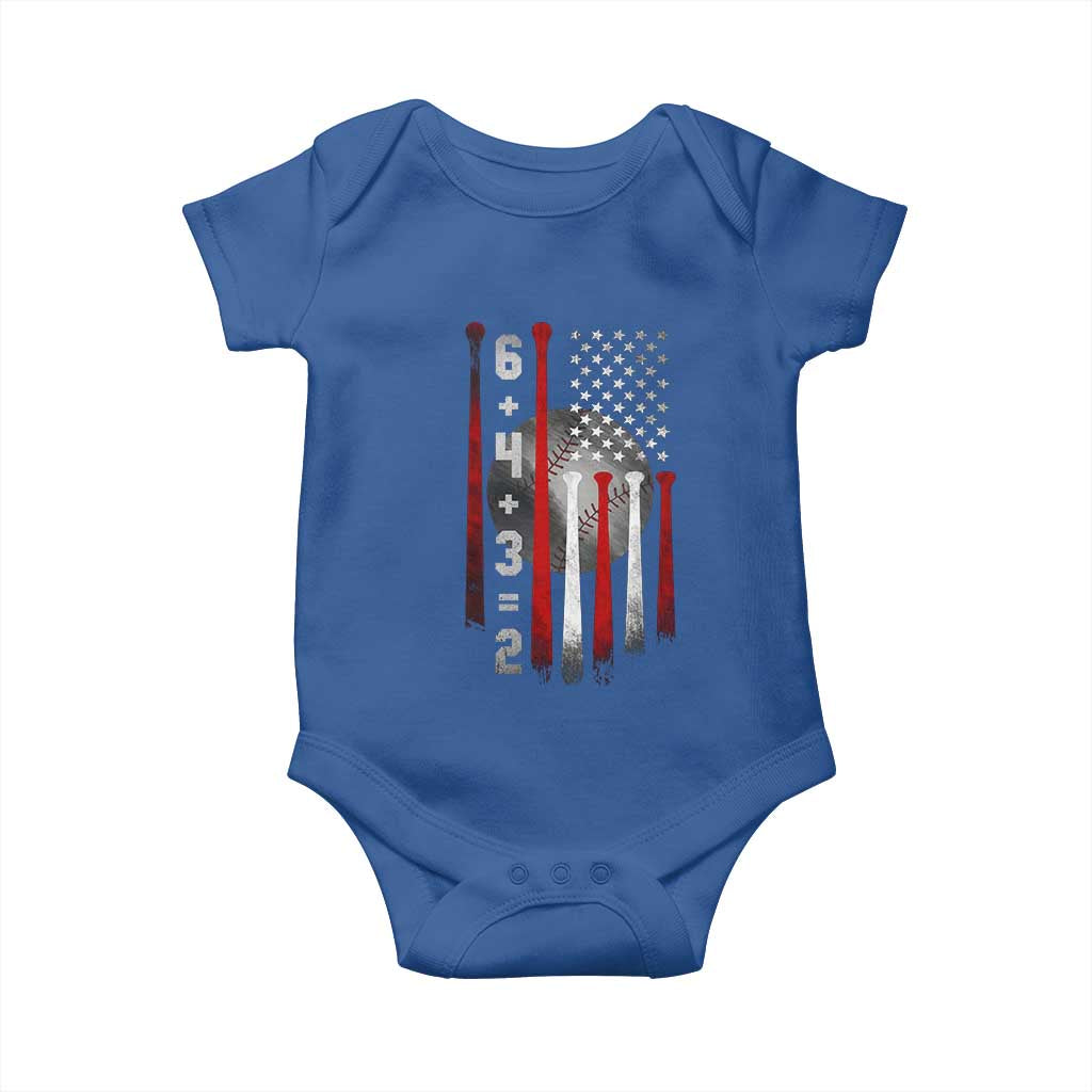 Double Play Baby Onesie 6 4 3 2 Vintage Baseball Math Softball Player American Flag
