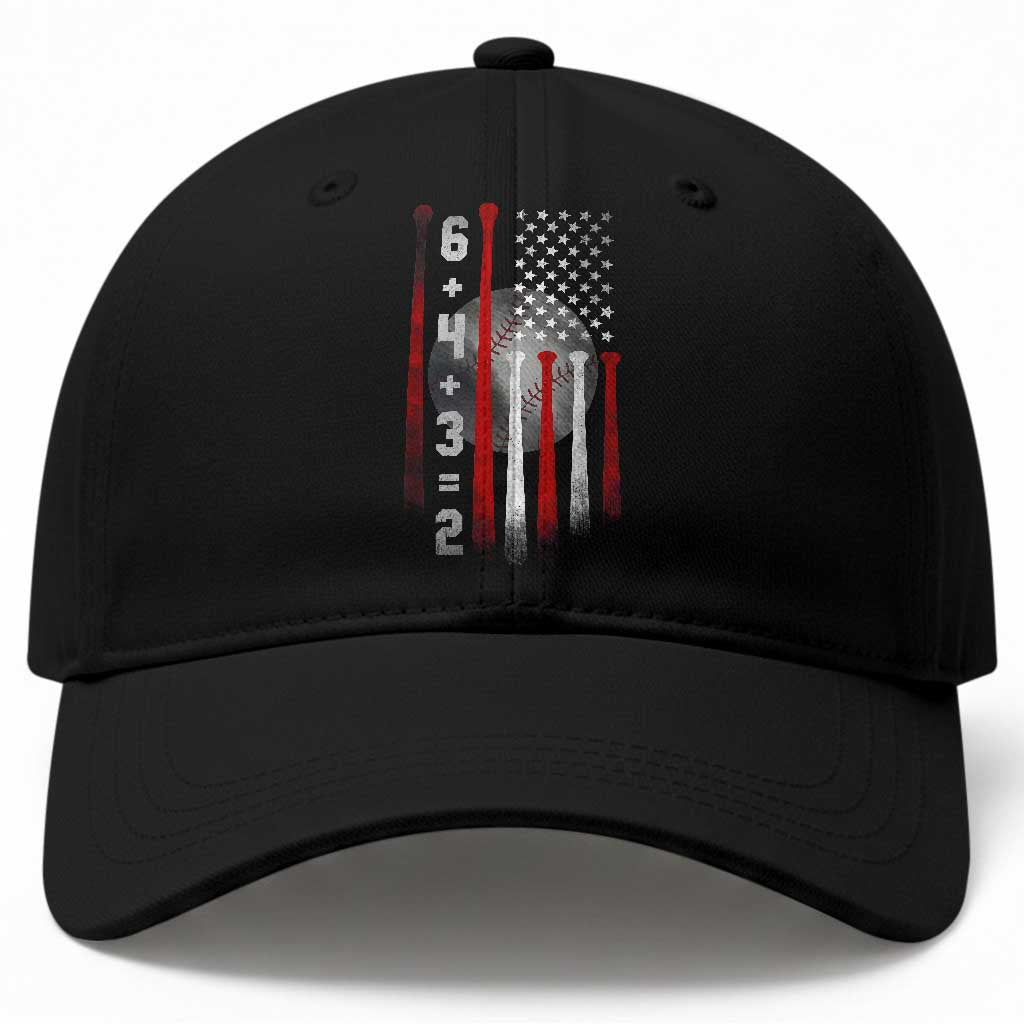 Double Play Baseball Cap 6 4 3 2 Vintage Baseball Math Softball Player American Flag