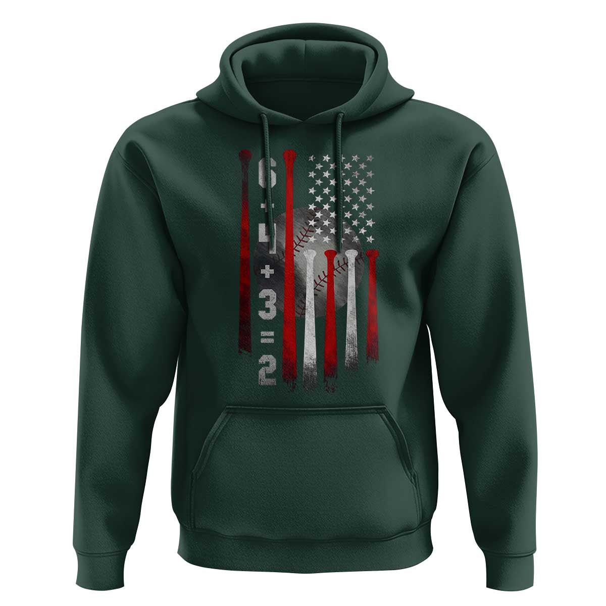 Double Play Hoodie 6 4 3 2 Vintage Baseball Math Softball Player American Flag