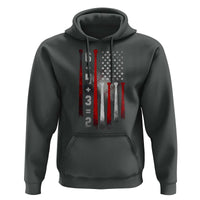 Double Play Hoodie 6 4 3 2 Vintage Baseball Math Softball Player American Flag