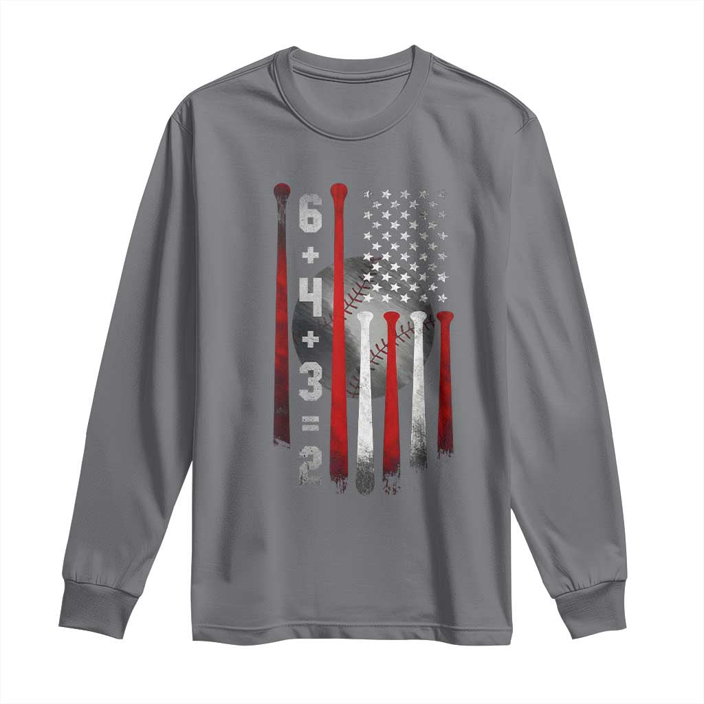 Double Play Long Sleeve Shirt 6 4 3 2 Vintage Baseball Math Softball Player American Flag